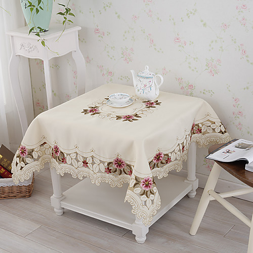 

Contemporary Country polyester fibre Square Table Cloth Floral Patterned Embroidered Table Decorations
