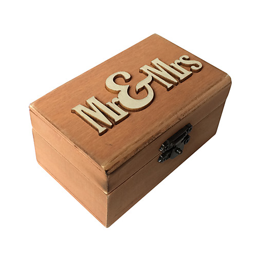 

Wedding Ring Box Wood MR & MRS Printed Wedding Ring Bearer, Rustic Ring Holder Jewelry Gift Box