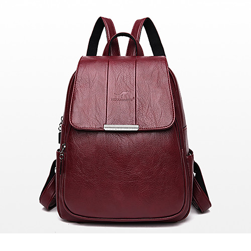 

Waterproof PU Zipper Commuter Backpack Solid Color Daily Black / Red / Purple / Fall & Winter