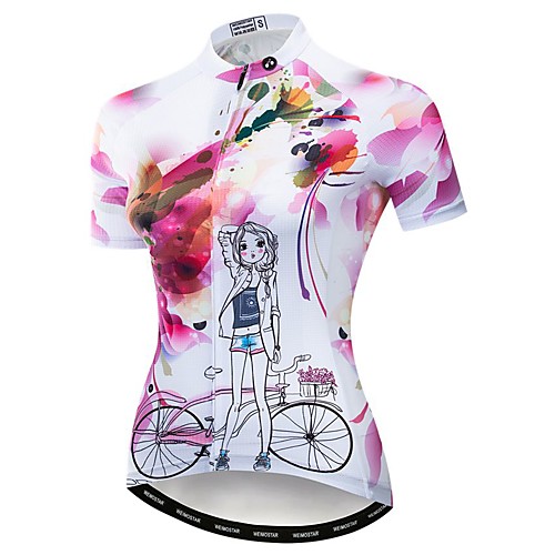 

21Grams Women's Short Sleeve Cycling Jersey Pink Floral Botanical Bike Jersey Top Mountain Bike MTB Road Bike Cycling Breathable Moisture Wicking Quick Dry Sports Polyester Elastane Terylene Clothing