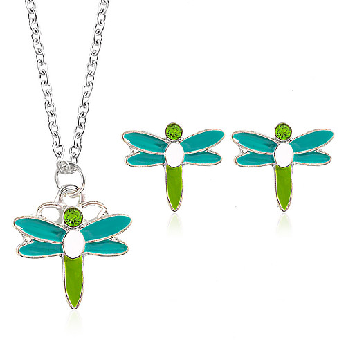 

Women's Stud Earrings Pendant Necklace Classic Dragonfly Classic European Sweet Earrings Jewelry Silver For Party Work Festival 3pcs