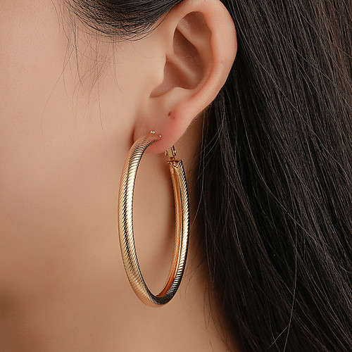 

Women's Hoop Earrings Hollow Out Drop Simple Oversized Gold Plated Earrings Jewelry Gold / Silver For Gift Daily Street 1 Pair