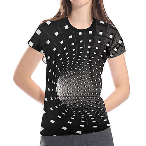 

Women's Daily Club Basic / Exaggerated Plus Size Loose T-shirt - Geometric / 3D / Graphic Rubik's Cube, Print Black