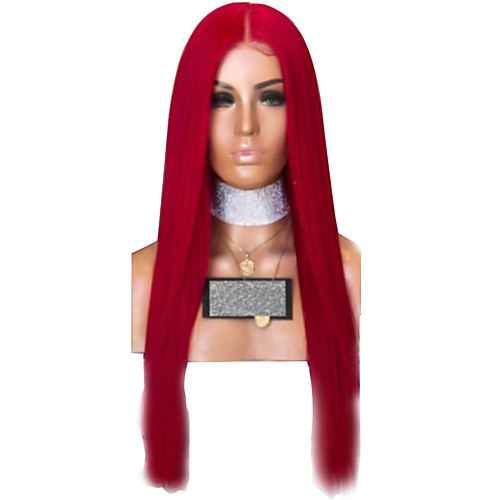 

Human Hair Lace Wig Natural Straight Minaj Layered Haircut Wig Very Long Watermelon Red Synthetic Hair 72~76 inch Women's New Arrival Red