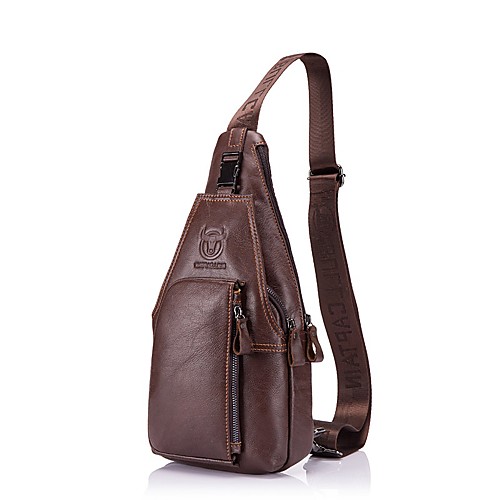 

(BULLCAPTAIN) Men's Leather Chest Bag Shoulder Slung Casual Fashion Trend Multi-Function Sports Small Back Chest Bag