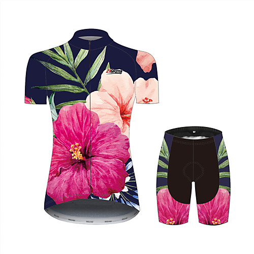 фото 21grams цветочные ботанический гавайи жен. с короткими рукавами велокофты и велошорты - розовый зеленый велоспорт наборы одежды дышащий влагоотводящие быстровысыхающий виды спорта 100% полиэстер lightinthebox