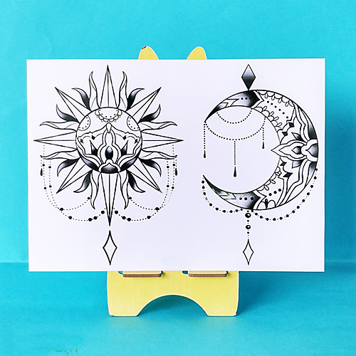 

3 pcs Waterproof Temporary Tattoo Sticker sexy Moon Sun fake tatto flash tatoo tatouage Stickers on hip leg neck for girl women