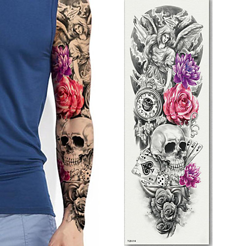 

3 pcs Large Arm Sleeve Tattoo Sketch Lion Tiger Waterproof Temporary Tattoo Sticker Wild Fierce Animal Men Full Bird Totem Tattoo