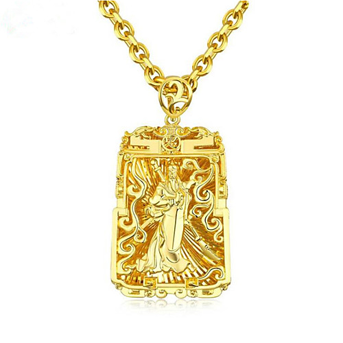 

Men's Pendant Necklace Geometrical Buddha Fashion Zircon Gold Plated Gold 61 cm Necklace Jewelry 1pc For Gift Daily