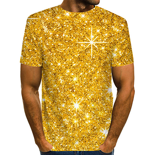 

Men's Casual / Daily Plus Size T-shirt - Geometric Round Neck Yellow / Short Sleeve