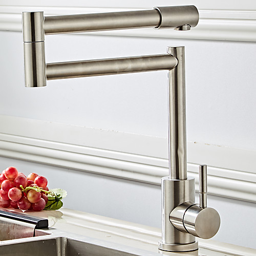 

Kitchen faucet - Single Handle One Hole Nickel Brushed Standard Spout / Pot Filler Free Standing Contemporary Kitchen Taps