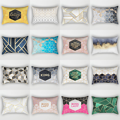 

1 pcs Polyester Pillow Cover, Geometic Fashion Rectangular Traditional Classic