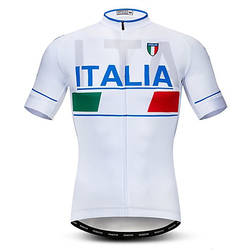 

21Grams Men's Short Sleeve Cycling Jersey White Italy National Flag Bike Jersey Top Mountain Bike MTB Road Bike Cycling Breathable Moisture Wicking Quick Dry Sports Polyester Elastane Terylene