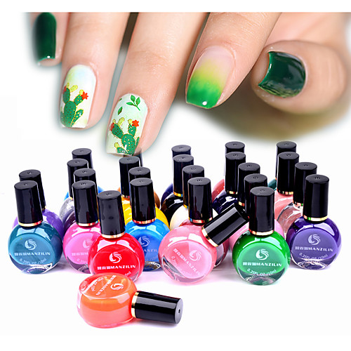 

20pcs Summer Series Nail Stamping Polish Lacquer Green Pink Nail Art Plate Stamp Oil Lacquer Colorful Printing Polish 10mlMixing random color