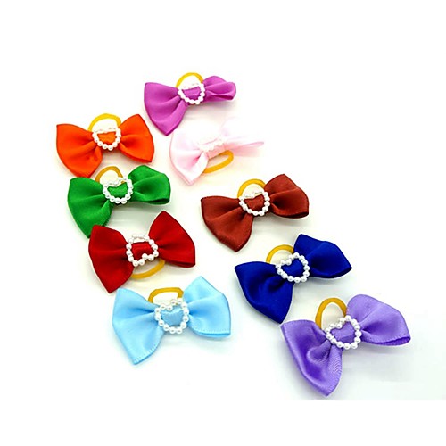 

Dogs Ornaments Hair Accessories For Dog / Cat Bowknot Decoration Solid Colored Metalic Polyester Rubber Rainbow