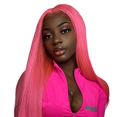 

Synthetic Lace Front Wig Straight Free Part with Baby Hair Lace Front Wig Pink Long Pink Light Blonde Blue Synthetic Hair 18-24 inch Women's Adjustable Heat Resistant Party Blue Pink