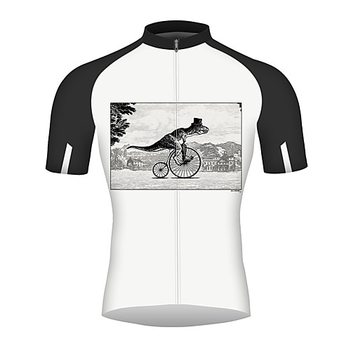 

21Grams Men's Short Sleeve Cycling Jersey 100% Polyester Black / White Bike Jersey Top Mountain Bike MTB Road Bike Cycling Breathable Quick Dry Reflective Strips Sports Clothing Apparel / Triathlon