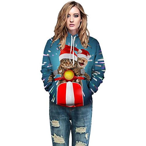 

Women's Casual / Christmas Slim Hoodie - 3D Blue S