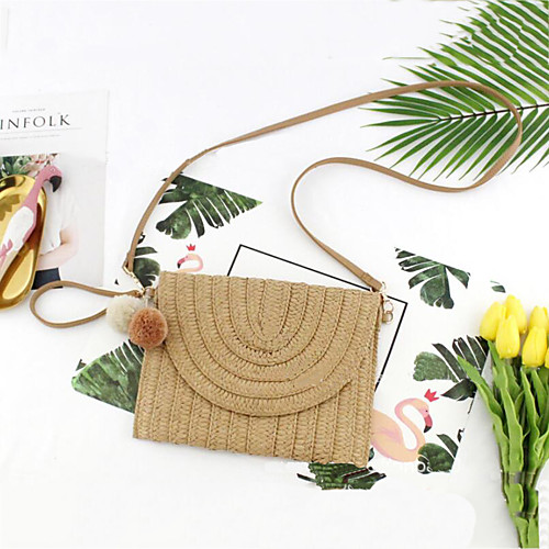 

Women's Straw Crossbody Bag Solid Color Dark Brown / Brown / Beige