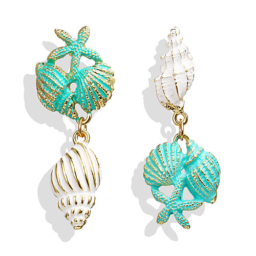 

Women's Drop Earrings Mismatched Shell Earrings Jewelry Gold For Gift Festival 1 Pair