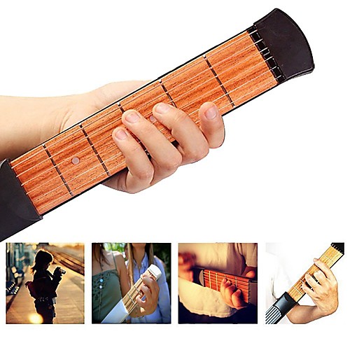 

6 strings Pocket Guitar Training Wood-Plastic Composite Hobbies & Creative Arts Professional Musical Instrument for Beginners and Youths Students