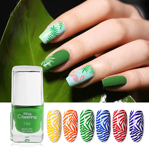 

1pcs Summer Series Nail Stamping Polish Lacquer Green Pink Nail Art Plate Stamp Oil Lacquer Colorful Printing Polish 7ml
