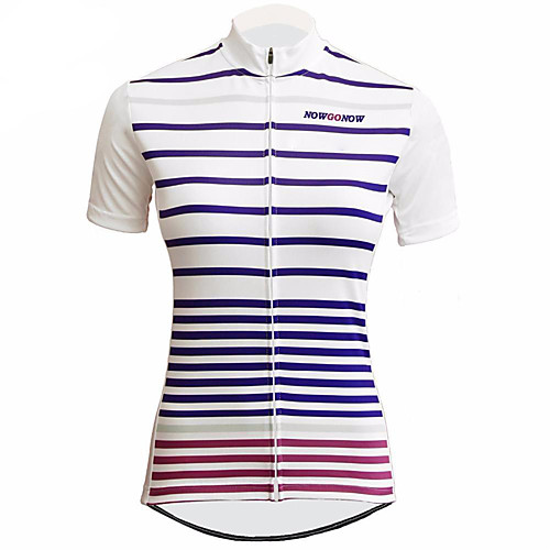 

21Grams Women's Short Sleeve Cycling Jersey - Blue / White Bike Jersey Top Breathable Moisture Wicking Quick Dry Sports Terylene Mountain Bike MTB Clothing Apparel / Micro-elastic / Race Fit