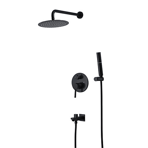 

Black Shower Faucet - Contemporary Wall Installation Ceramic Valve Bath Shower Mixer Taps