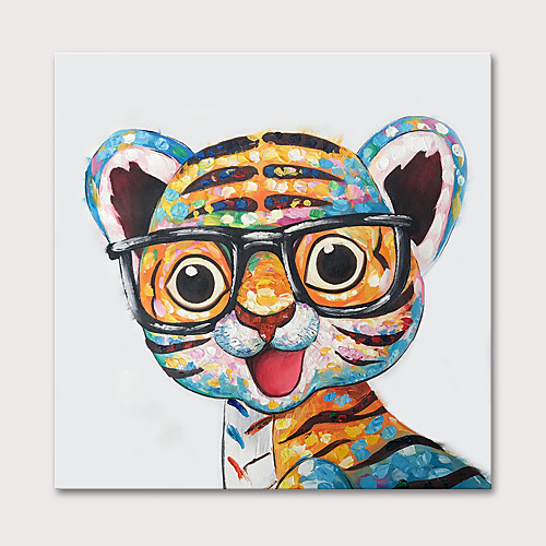 

Oil Painting Hand Painted - Animals Pop Art Modern Stretched Canvas