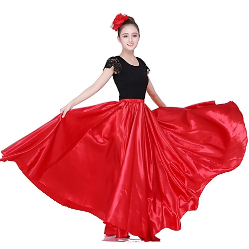 

Latin Dance Bottoms / Flamenco Women's Performance Matte Satin Gore Natural Skirts