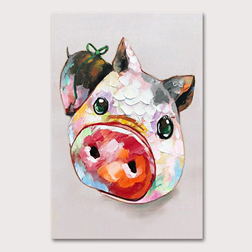 

Oil Painting Hand Painted - Animals Pop Art Modern Rolled Canvas