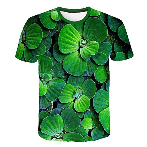 

Men's Daily Going out Basic / Street chic T-shirt - Geometric Print Green