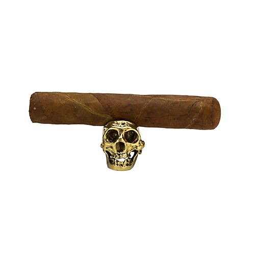 

LUBINSKI Retro Skull Cigar Holder Bracket Large Caliber Trough Ring Cigar Accessories Home Desk Decoration