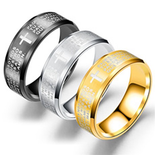 

Men's Band Ring Ring Tail Ring 1pc Gold Black Silver Titanium Steel Circular Unique Design Basic Party Gift Jewelry Cross Cool
