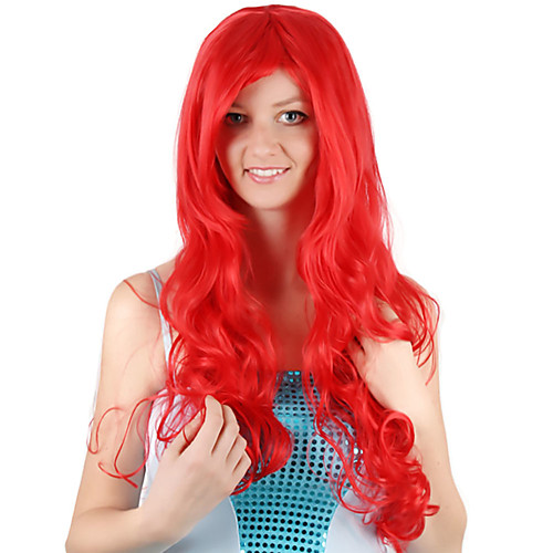 

Cosplay Costume Wig Synthetic Wig Ariel Mermaid Curly Side Part Wig Long Black / Red Synthetic Hair 28 inch Women's Fashionable Design Party Women Red