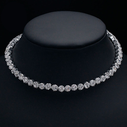 

Women's Choker Necklace Torque Classic Simple Romantic Korean Fashion Chrome Imitation Diamond Silver 30 cm Necklace Jewelry 1pc For Wedding Graduation Engagement Gift Daily