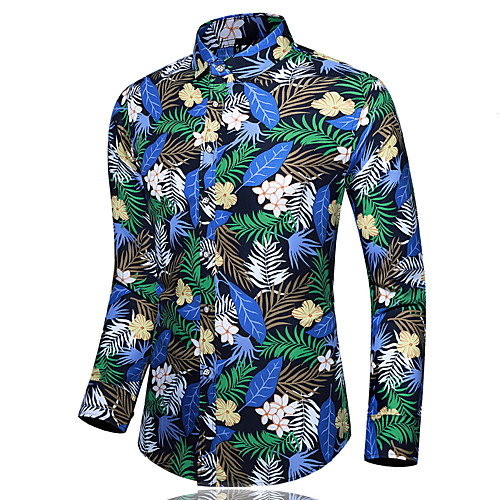 

Men's Daily Basic Shirt - Floral Print Blue