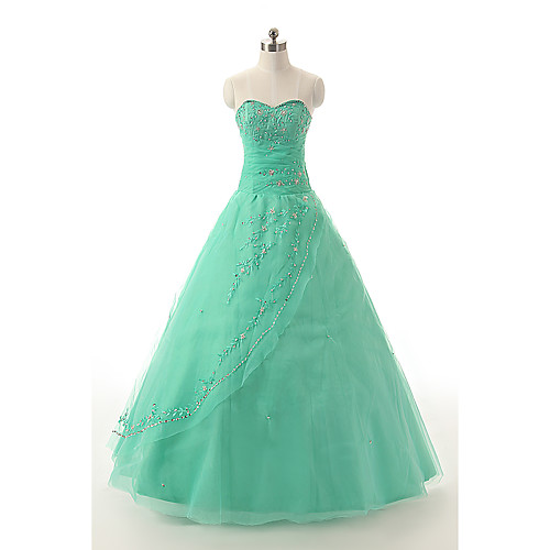 

Ball Gown Sweetheart Neckline Floor Length Organza Prom Dress with Beading / Sequin by JUDY&JULIA