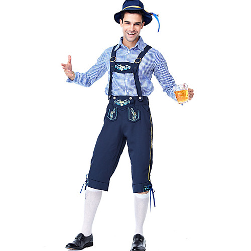 фото Октоберфест инвентарь ледерхозе муж. блузка брюки баварский костюм синий Lightinthebox