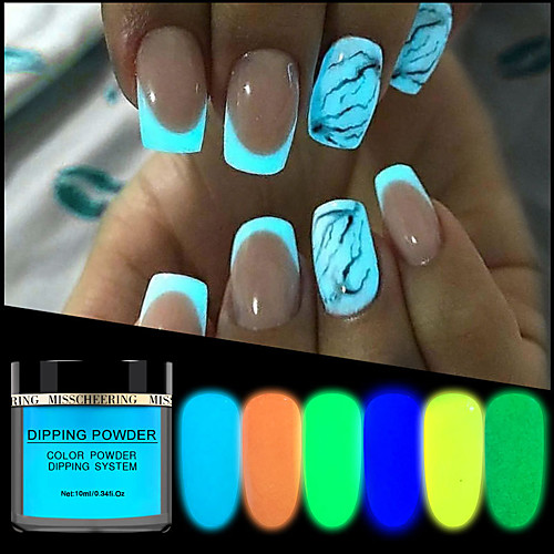 

1Pot 10ml Luminous Dip Nail Powders Glow In Dark Dipping Glitter Decoration Long Last UV Gel Natural Dry NO Lamp Cure New Supply