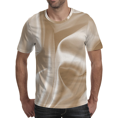 

Men's EU / US Size 3D Graphic T-shirt Daily Round Neck Khaki / Short Sleeve