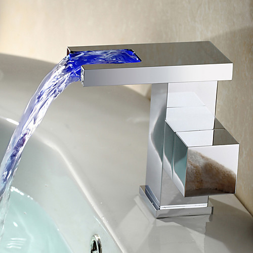 

Bathroom Sink Faucet - Waterfall Electroplated Free Standing Single Handle One HoleBath Taps