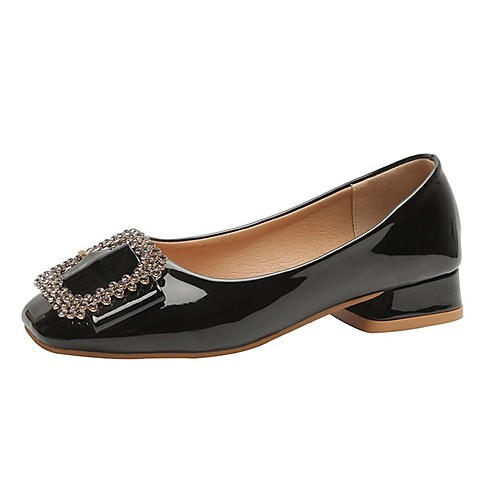 

Women's Loafers & Slip-Ons Chunky Heel Square Toe PU(Polyurethane) Summer Black / Wine / Almond