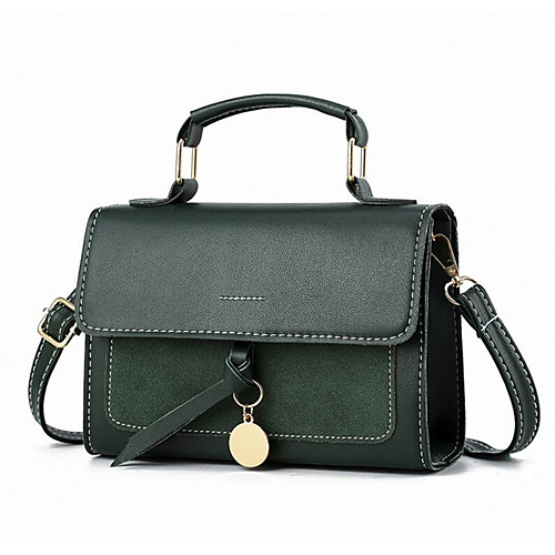 

Women's Polyester / PU Top Handle Bag Solid Color Wine / Dark Green / Brown