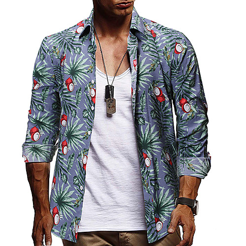 

Men's Daily Beach Basic / Tropical Shirt - Geometric / Graphic / Scenery Blue