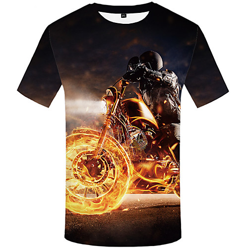 

Men's Daily Wear Basic T-shirt - 3D Print Round Neck Black / Short Sleeve