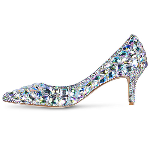 

Women's Wedding Shoes Stiletto Heel Pointed Toe Crystal / Sparkling Glitter PU(Polyurethane) Sweet / Minimalism Spring & Summer / Fall & Winter Red / Green / Blue / Party & Evening