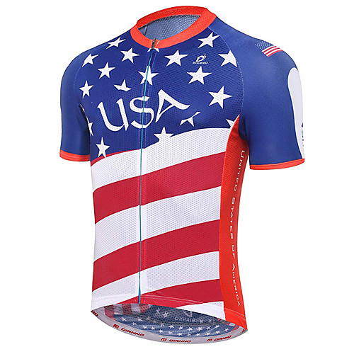 

21Grams American / USA National Flag Men's Short Sleeve Cycling Jersey - RedBlue Bike Jersey Top Breathable Moisture Wicking Quick Dry Sports Terylene Mountain Bike MTB Road Bike Cycling Clothing