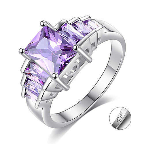 

Personalized Customized Gold Clear Red Cubic Zirconia Ring Zircon Classic Engraved Gift Promise Festival Round 1pcs Red Blushing Pink Purple / Laser Engraving