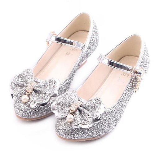 

Girls' Comfort / Tiny Heels for Teens Synthetics Heels Little Kids(4-7ys) / Big Kids(7years ) Bowknot / Sparkling Glitter Gold / Silver / Pink Spring